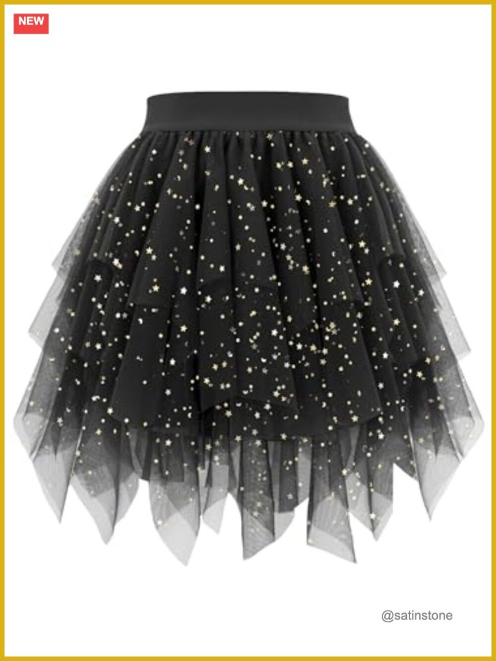 Womens Tulle Skirt Layered Fairy Irregular Tutu High Waist A-Line Mini